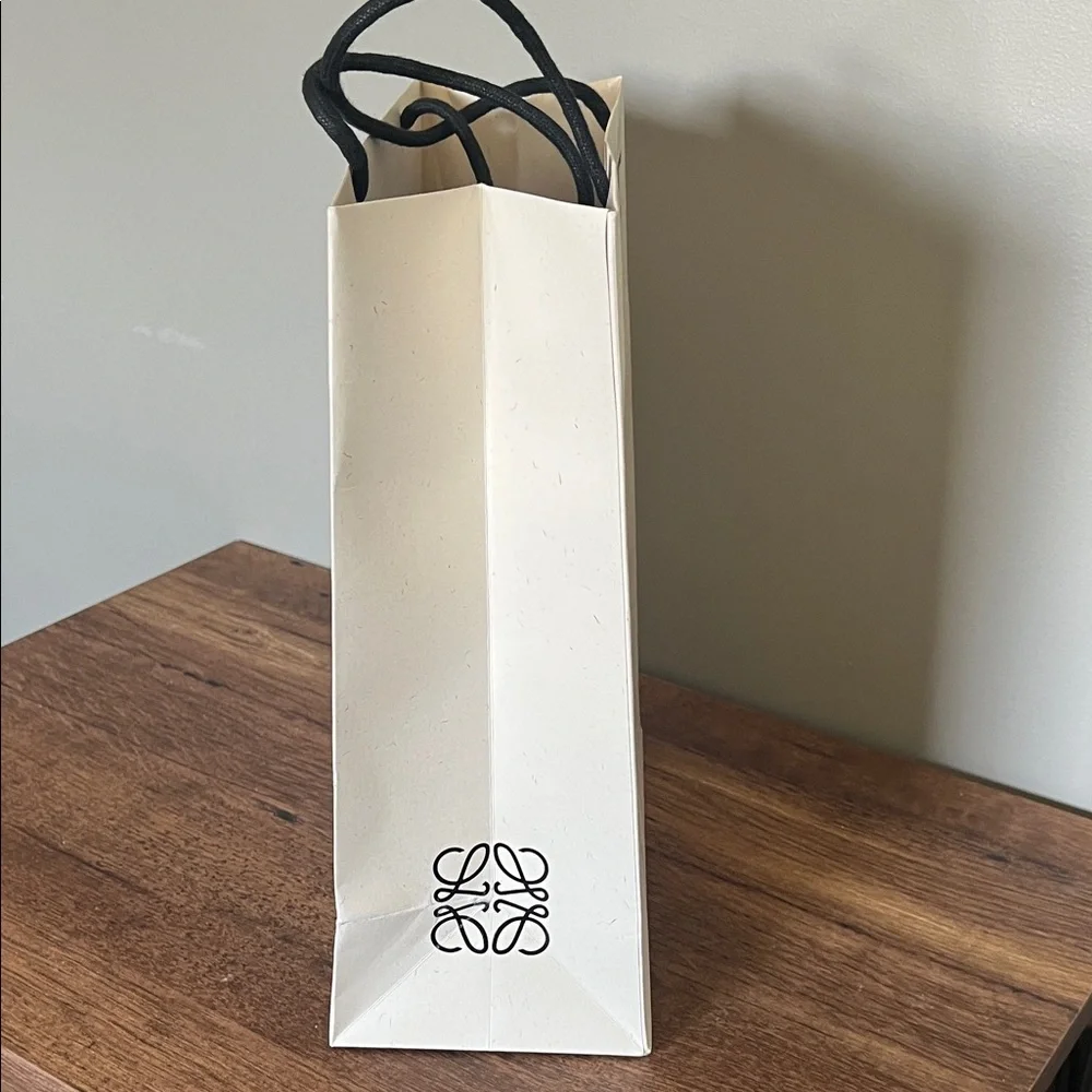 Loewe Cream Paper Gift Bag with Black Logo and Yellow Tag